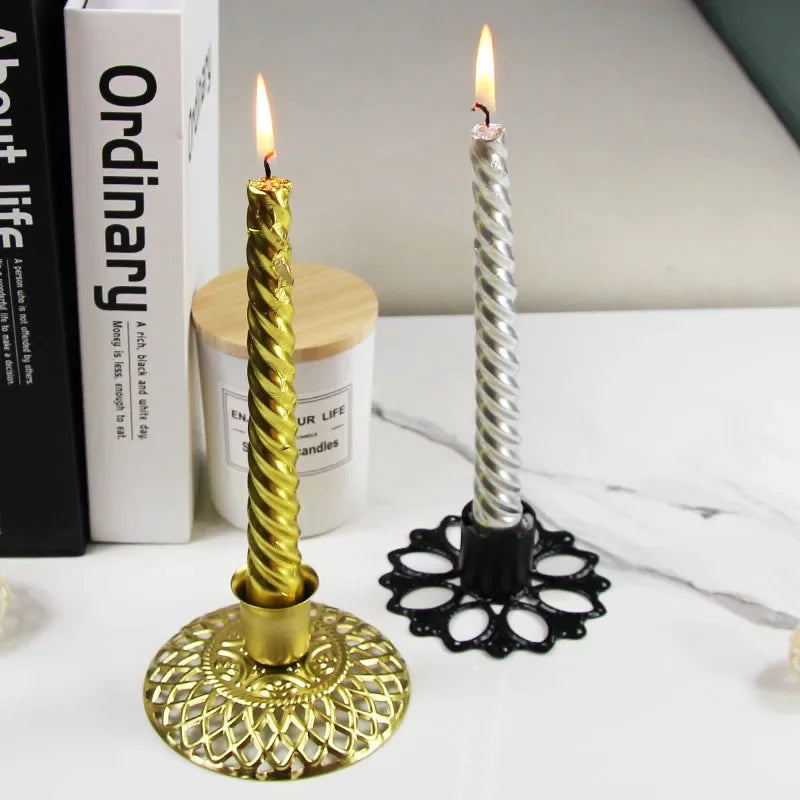 Home Decor Iron Plated Black Gold Candle Holders Decor for Wedding Party Festival Portavelas Candelabra Art Table Decoration - Sun Studio