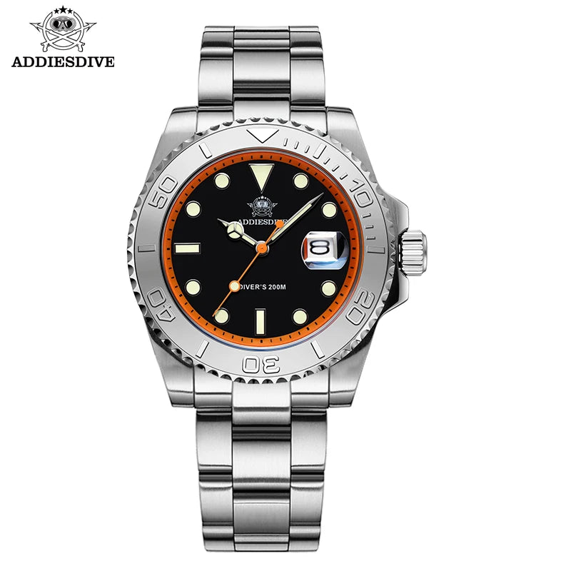 ADDIESDIVE Luxury Men's Diver Watch 200m Stainless Steel Bezel BGW9 Super Luminous Men's Analog Business Quartz Watches AD2040 - Sun Studio