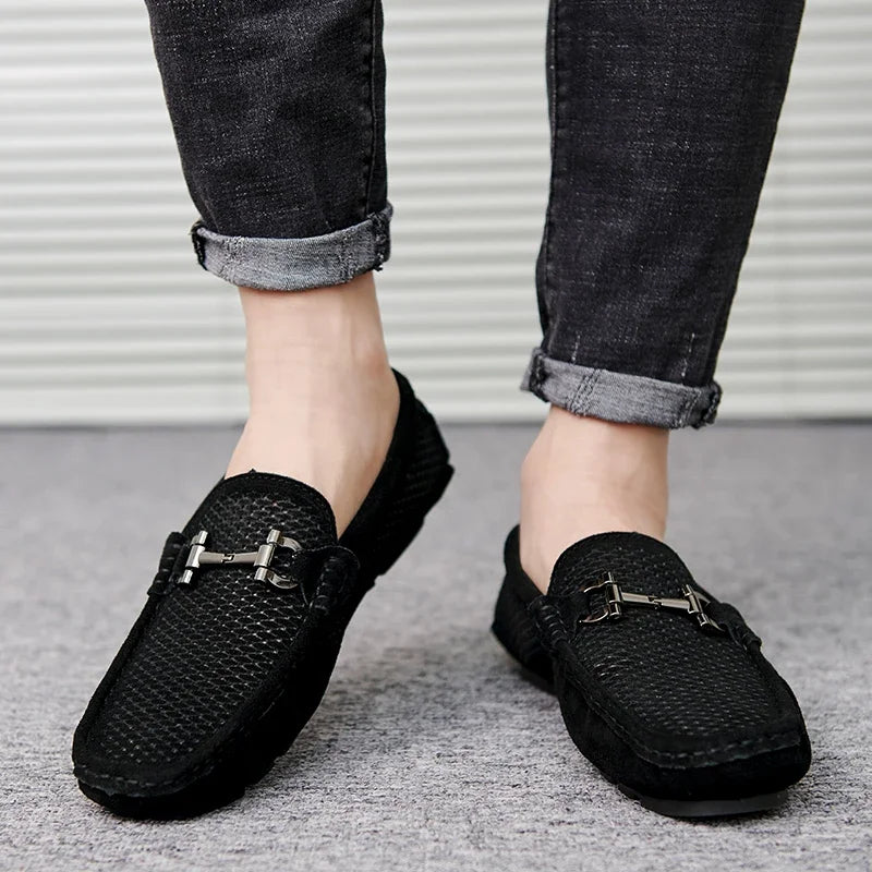 Size 38-45 Breathable Suede Leather Loafers Men Hot Sale Flat Men's Shoes Classic Driving Shoes Fashion Casual Summer Moccasins - Sun Studio
