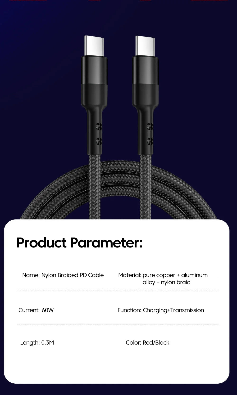 30cm Cable USB C to Type C PD60w Lightning PD27w Fast Charging Data Transfer Cable For iPhone 15 Xiaomi Huawei Samsung Cellphone - Sun Studio
