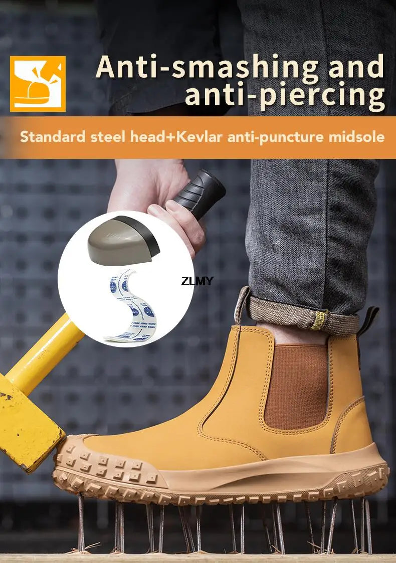 Waterproof Men Welder Shoes Steel Toe Work Shoes Man Anti-spark Anti-smash Safety Shoes Male Slip On Chelsea Work Safety Boots - Sun Studio