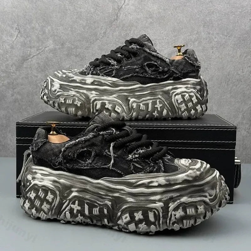 Men Sneakers Casual Shoes Blue Canvas Lace-Up Mens Shoes Fashion Vulcanize Shoes High-quality Walking Sneakers Zapatillas Hombre - Sun Studio
