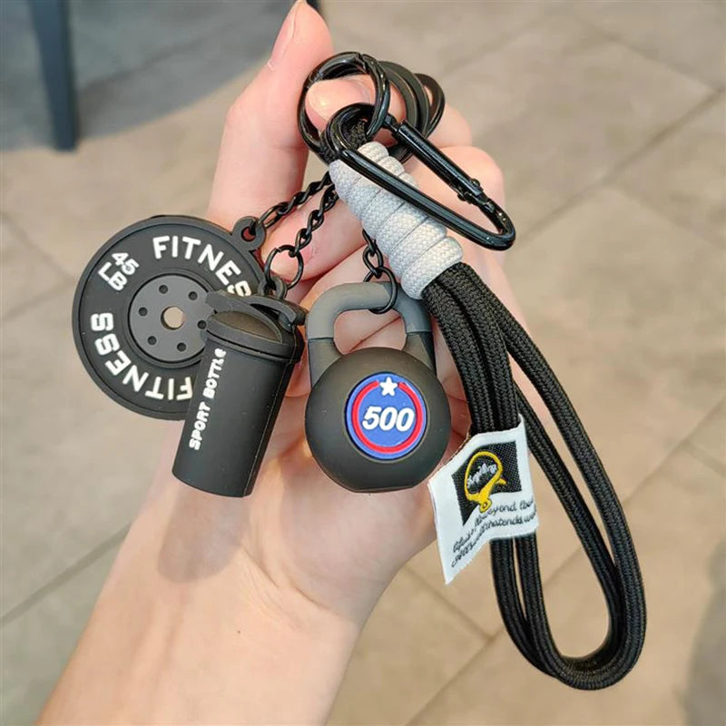 Fitness Keychain Gym Lovers Fitness Enthusiast Gift Barbell Dumbbell Keychain Fitness Bag backpack Charms - Sun Studio