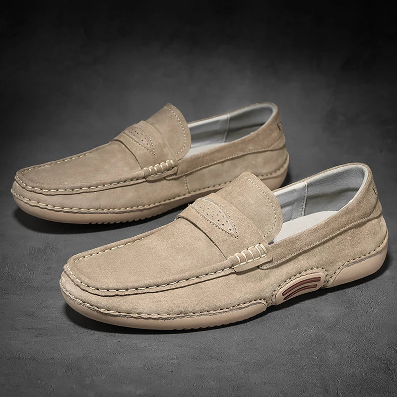 Quality Genuine Leather Shoes Men Loafers Slip On Soft Leather Casual Men Shoes Comfort Driving Shoes Men Flats Walking Footwear - Sun Studio