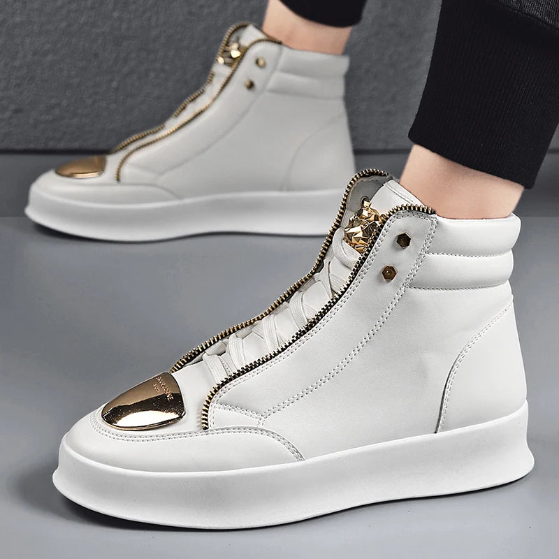 YRZL High Top Casual Shoes Men Sneakers Fashion Skateboard Shoes Leopard Platform Shoe Sport Training Shoes Men's Ankle Boots - Sun Studio