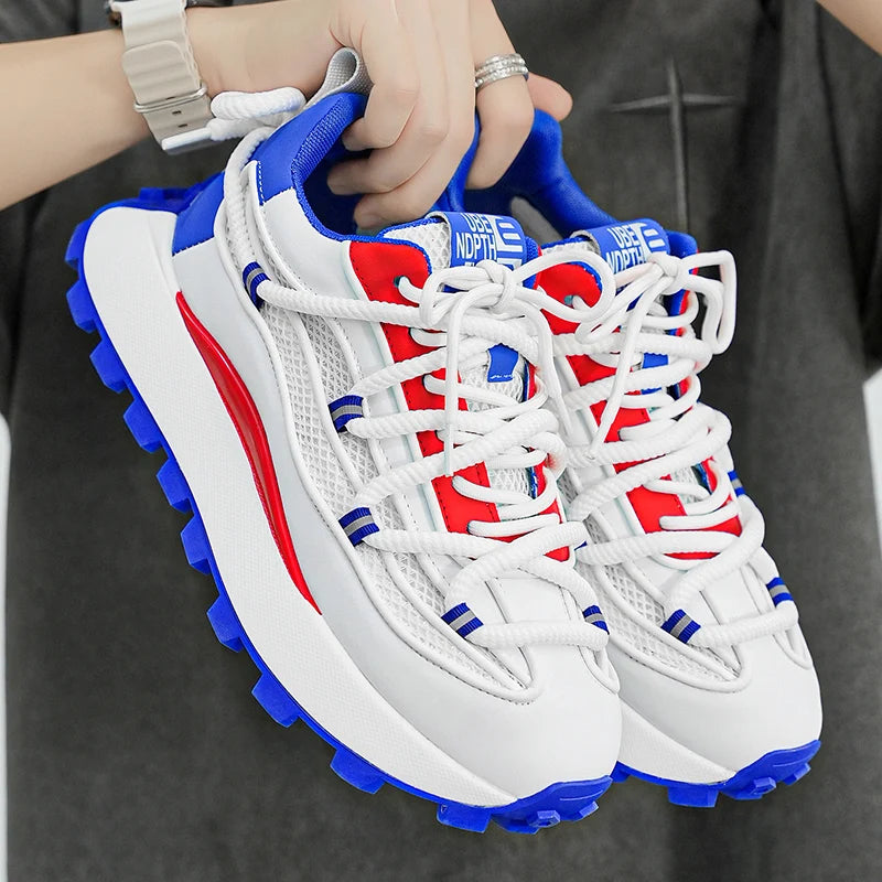 Chunky Sneaker Men Designer Running Shoes Fashion Casual Microfiber Leather Mesh Breathable Height Increased Flat Platform Shoes - Sun Studio