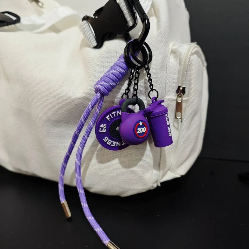 New Fitness Keychain Gym Lovers Fitness Enthusiast Gift Barbell Dumbbell Keychain Fitness Bag backpack Charms - Sun Studio