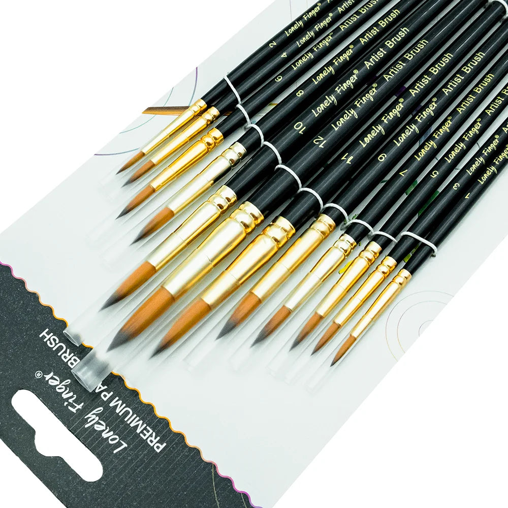 12/48 PCS Round Paint Artist Brushes Set for Acrylic Watercolor Oil Painting, Crafts, Canvas, Rock, Miniature Model Fine Detail - Sun Studio