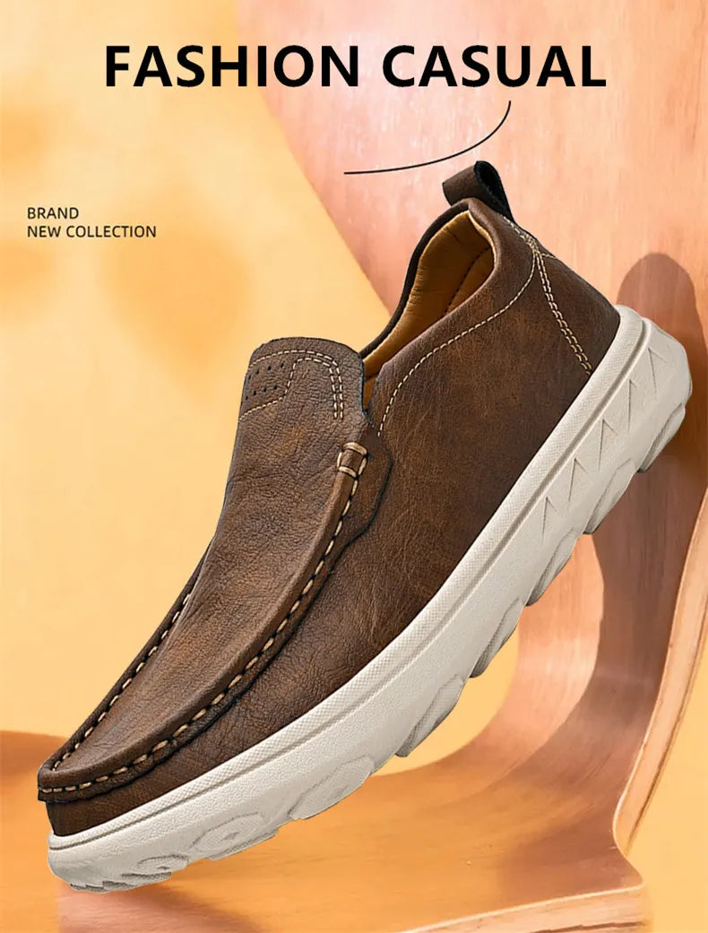 New Men's Casual Shoes Fashion Comfortable Men's Shoes High Quality Leather Men Driving Shoes Handmade Flat Shoes Men Sneakers - Sun Studio