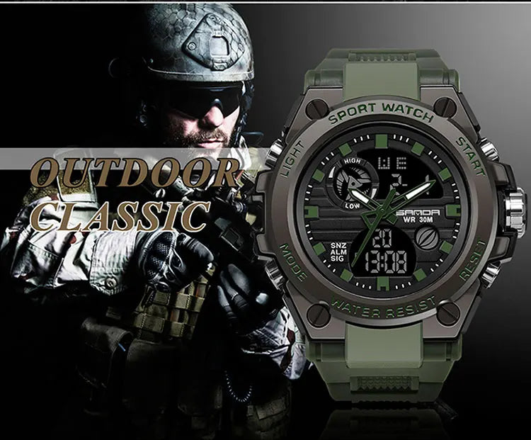 SANDA Top Luxury Watches Men Military Army Mens Watch Waterproof Sport Wristwatch Dual Display Watch Male Relogio Masculino - Sun Studio
