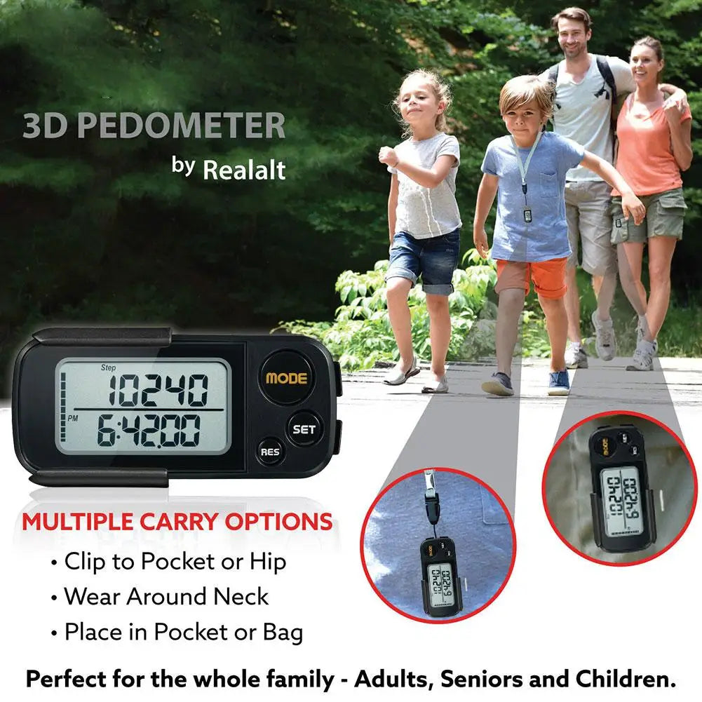 1PC Pedometer Step Walking 3D Digital Pedometers Steps Watch Women Pocket Stopwatch Exercise Step Miles Counter Electronic K8S0 - Sun Studio