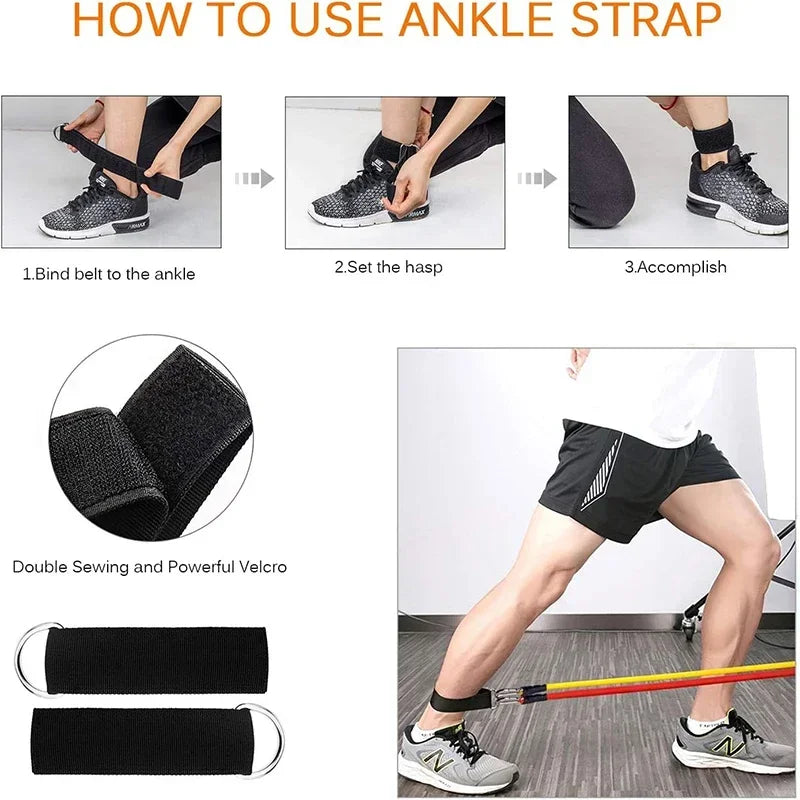 11pcs/Set Pull Rope, Resistance Bands, Portable Fitness Equipment, Ankle Strap, Chest Expander, Elastic Exercise Band - Sun Studio