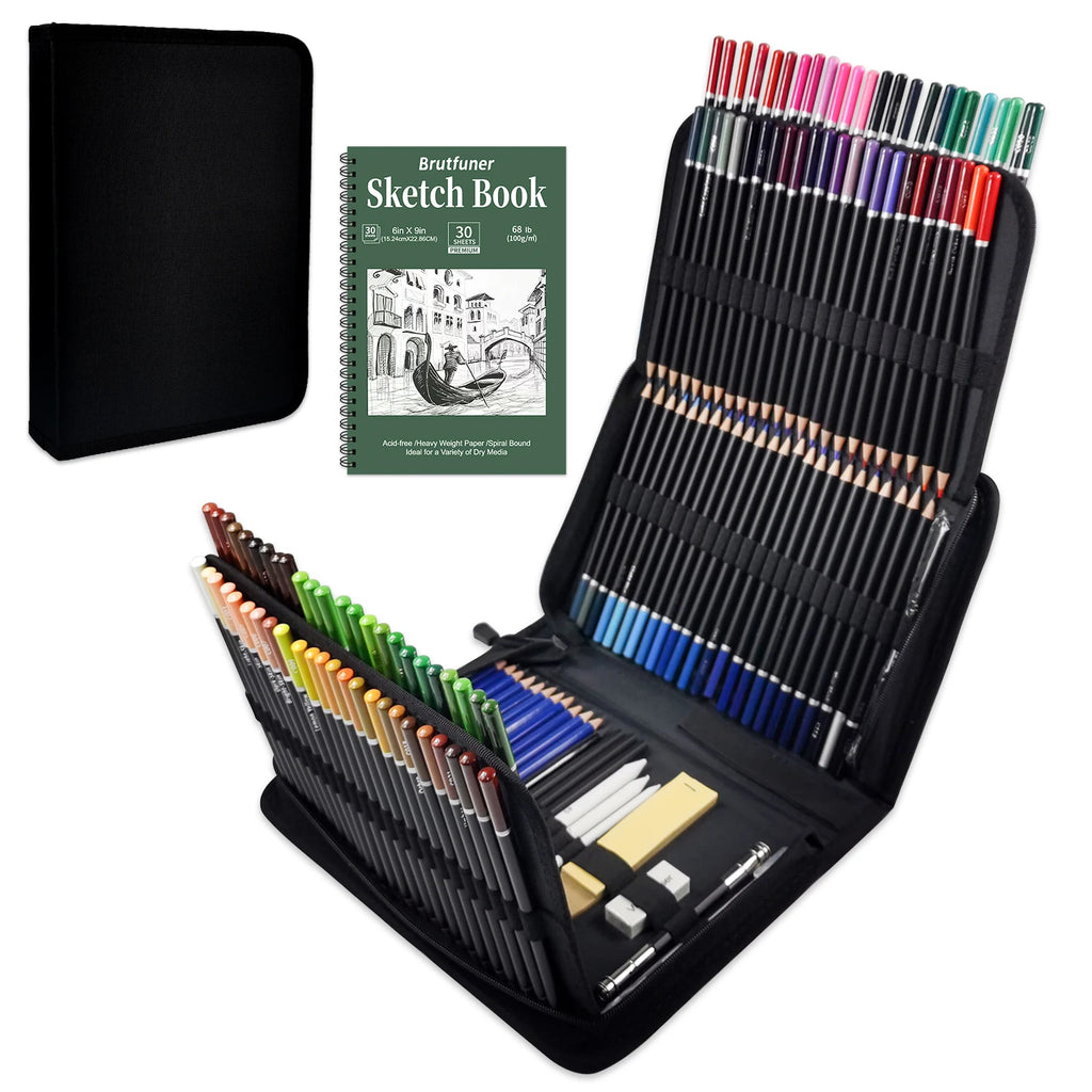 42/73/146 Pack Drawing Sketching Set, with 3-Color Sketchbook, Graphite, Charcoal Pencil, Ideal for Shading, Blending - Sun Studio