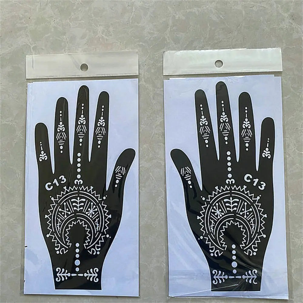 NEW Black Lace Transfer henna Hand Arm Tattoo Henna Stickers Art Temporary Tattoo DIY Painting Body Art Template Tattoo Stencils - Sun Studio