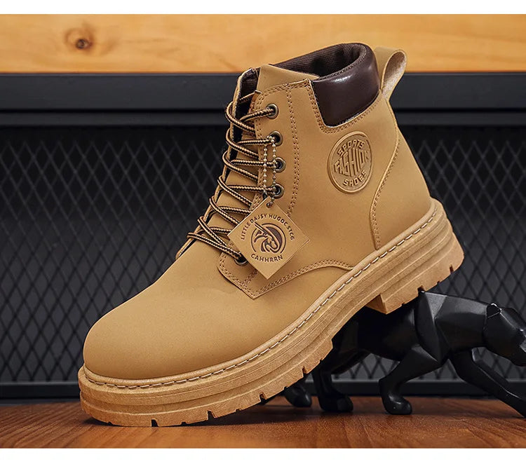 Men's Designer Motorcycle Boots Fashion Comfortable High Top Platform Work Boots Winter Hot Selling Mens Green Hiking Boots 2026 - Sun Studio