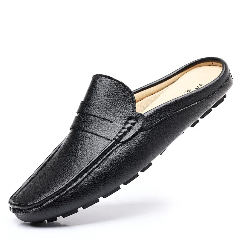 YRZL Loafers Summer Slip on Half Shoes for Men PU Leather Slippers Casual Breathable Comfy Loafers Moccasins Casual Shoes Men