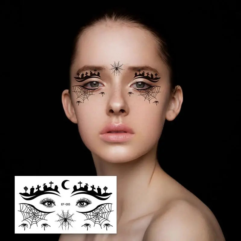 10pcs/set Halloween Horror Pumpkin Spider Face Temporary Tattoo Sticker Fake Tattoos Stickers Waterproof For Party Gift - Sun Studio