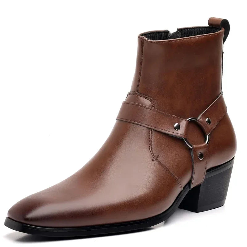 Men's Boots Fashion Designer Chelsea Boots Luxury High Quality Men Cowboy Boots Black Brown Zip Wedding Office Dress Shoes Male - Sun Studio