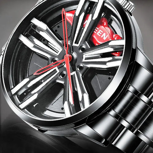 2025 New Racing Watches Men Custom Design Super Car Rim Watch Stainless Steel Black Retro Waterproof Watch Relogio Masculino - Sun Studio