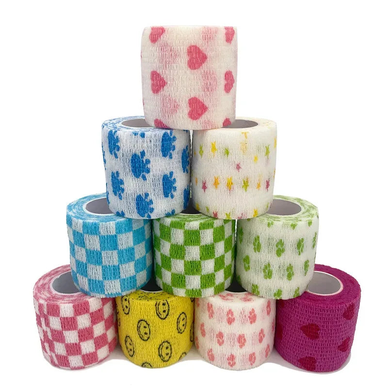 1/6pcs 5cmx4.8m Disposable Tattoo Bandage Sport Wrap Tape Self Adhesive Elastic Bandage Colors Tape Tattoo Accessories - Sun Studio