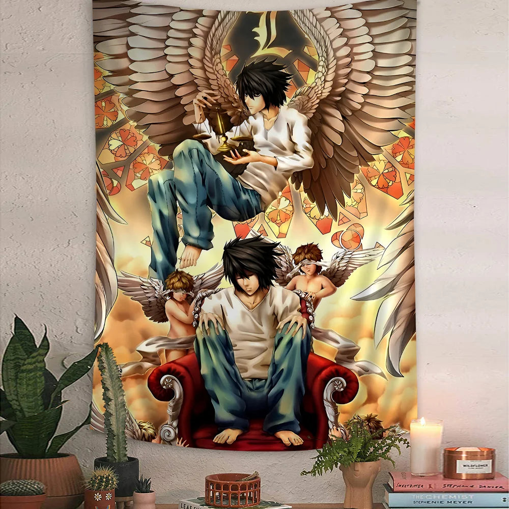 VIKAMA Death Note Anime Tapestry L Character Dessert Theme Study Wall Hanging Room Decor Home Decor - Sun Studio