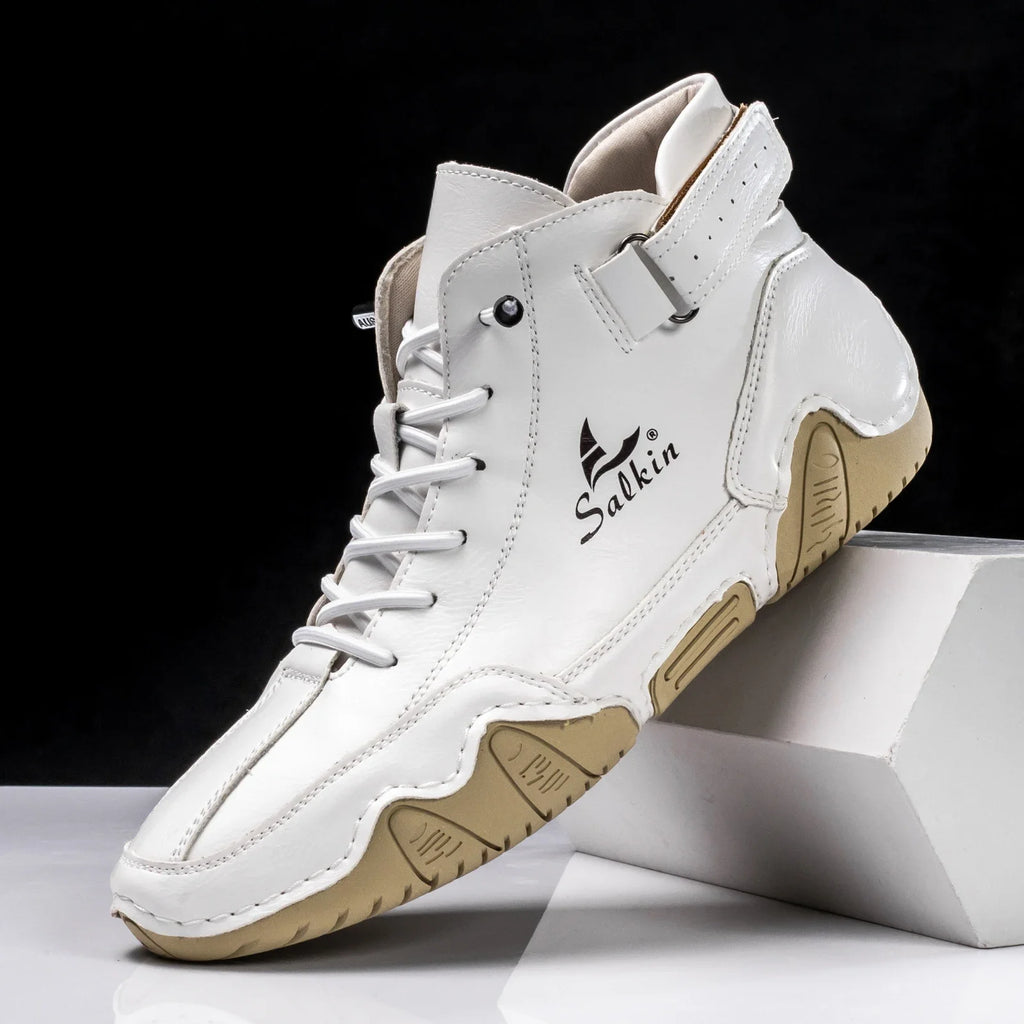 New 2025 Handmade Leather Casual Men Shoes Design Sneakers Man Breathable Leather Shoes Men Ankle Boots Outdoor - Sun Studio