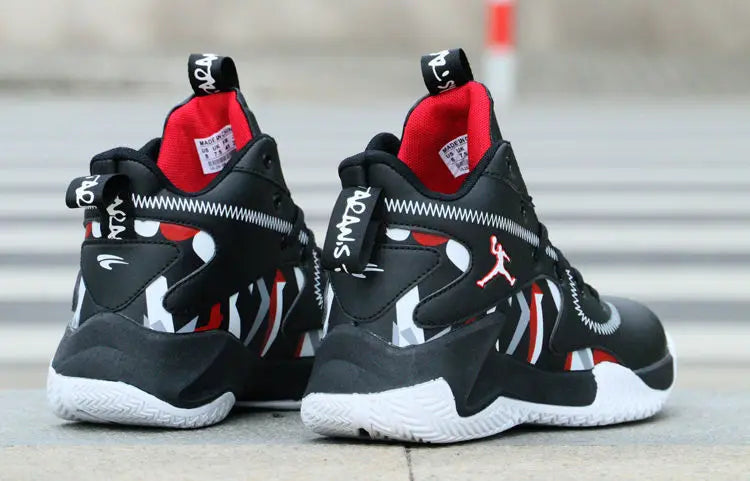 Brand Professional Men's White Red Blue Basketball Shoes Basketball Sneakers Anti-skid High-top Couple Man Basketball Boots - Sun Studio