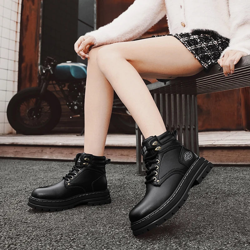 High Quality Leather Mens Boots New Arrival Male High Top Flats Comfortable Lace-Up Low Top Sneakers Stylish Male Ankle Boots - Sun Studio