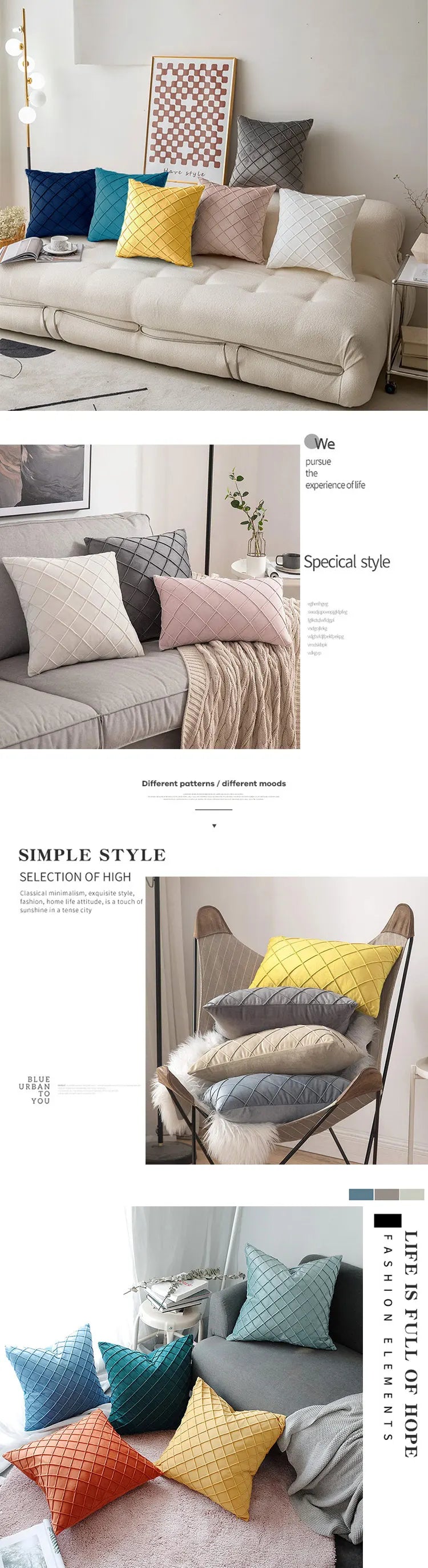 Multi-Color Velvet Cushion Cover For Sofa Living Room Soft Pillowcase Nordic Style Modern Home Decor Zipper Fundas De Cojines - Sun Studio