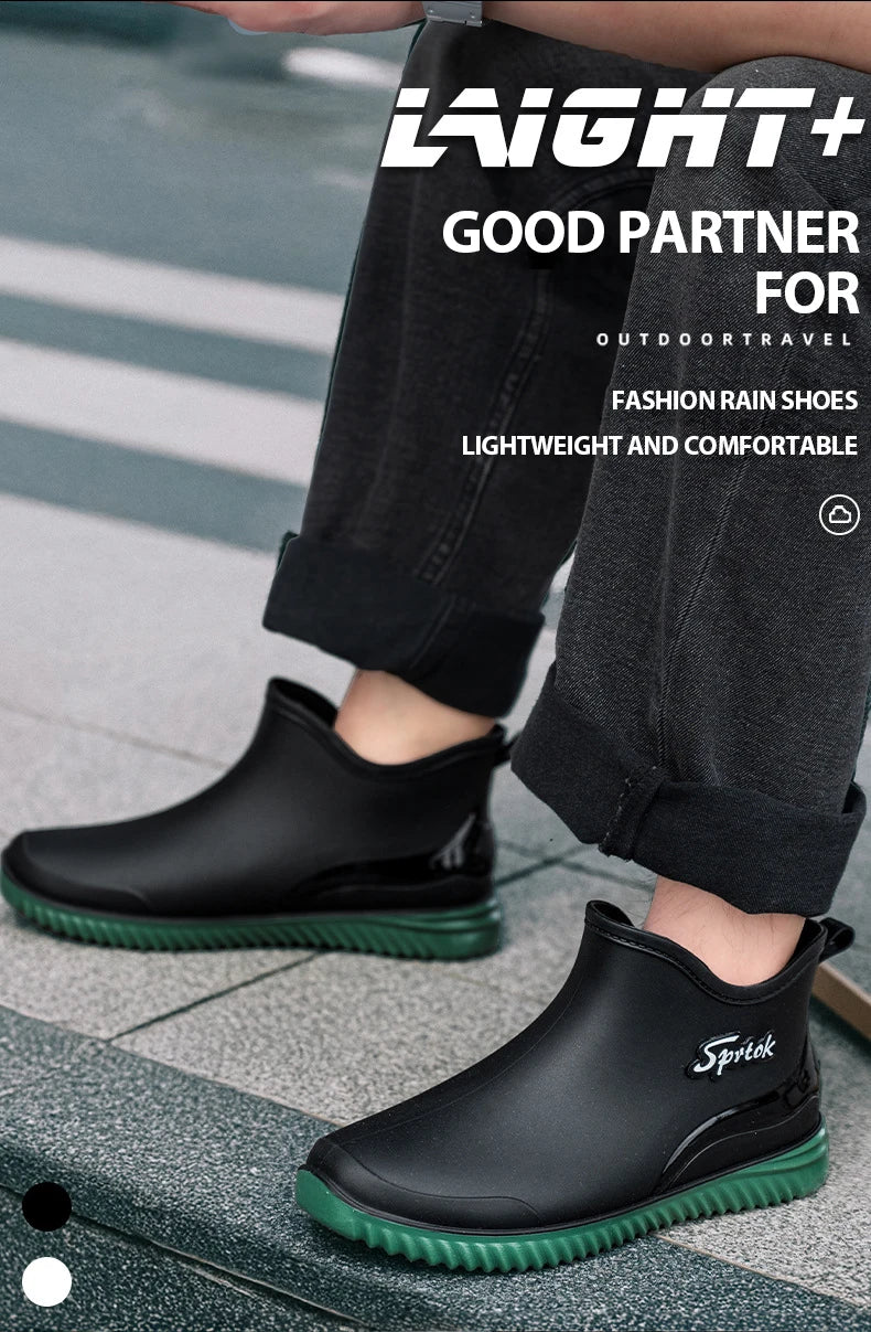 Couples Short Rain Shoes Fashion Light Waterproof Shoes Non-Slip Sports Korean Rain Boots - Sun Studio
