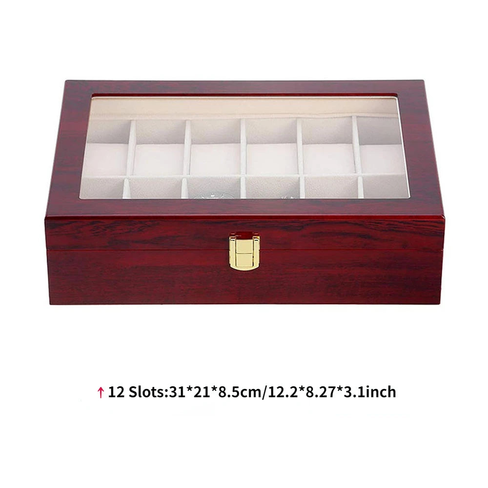 Luxury Wooden Watch Box 1/2/3/5/6/10/12 Grids Watch Organizers 6 Slots Wood Holder Boxes for Men Women  Watches Jewelry Display - Sun Studio