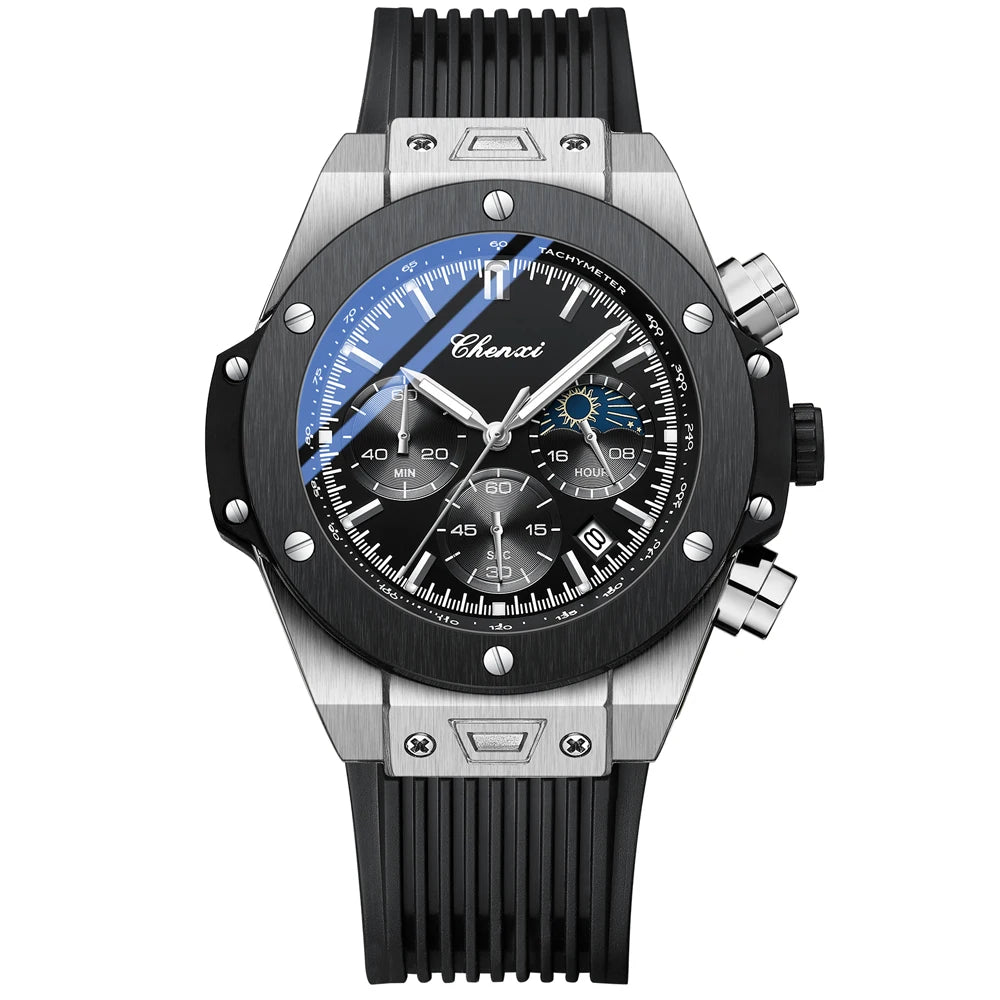 CHENXI Montres de Luxe de Marque Top pour Hommes, Cadran Lumineux Créatif de Mode avec Horloge Chronographe, Montres-Bracelets Décontractées pour Hommes
