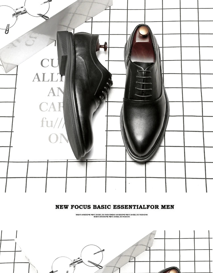 British Pointed Toe Business Leather Shoes Fashion Casual Black Large Size 38-47 Formal Shoes Handsome Office Worker Men's Shoes - Sun Studio