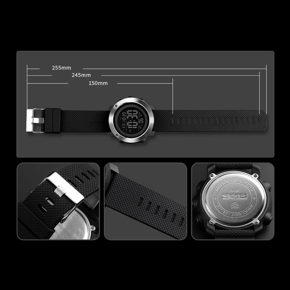 SKMEI Men Fashion Digital Watch Large Dial Alarm Clock Waterproof Watches Sport Outdoor Sports Men's Electronic Watch - Sun Studio