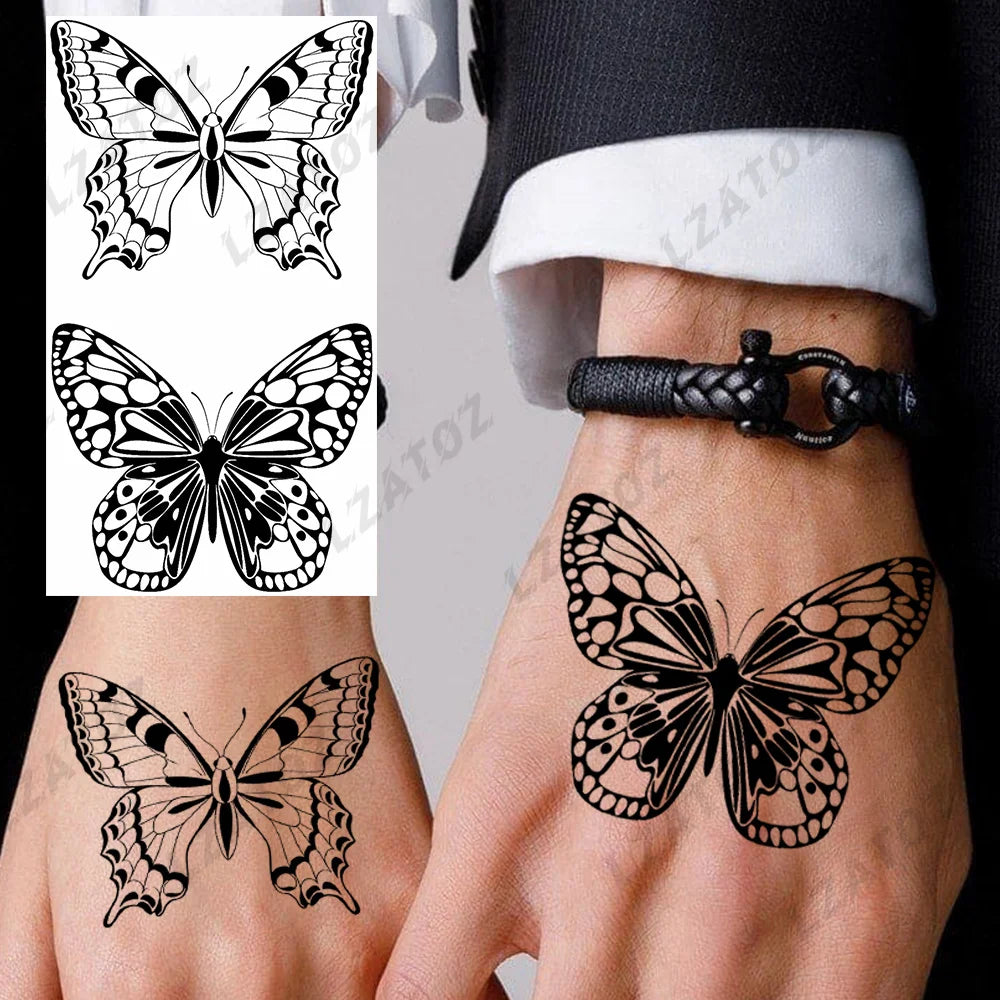 Unique Triangle Ocean Wave Temporary Tattoos For Men Women Realistic Tiger Lion Fake Tattoo Stickers Saying Transfer Art Tatoos - Sun Studio