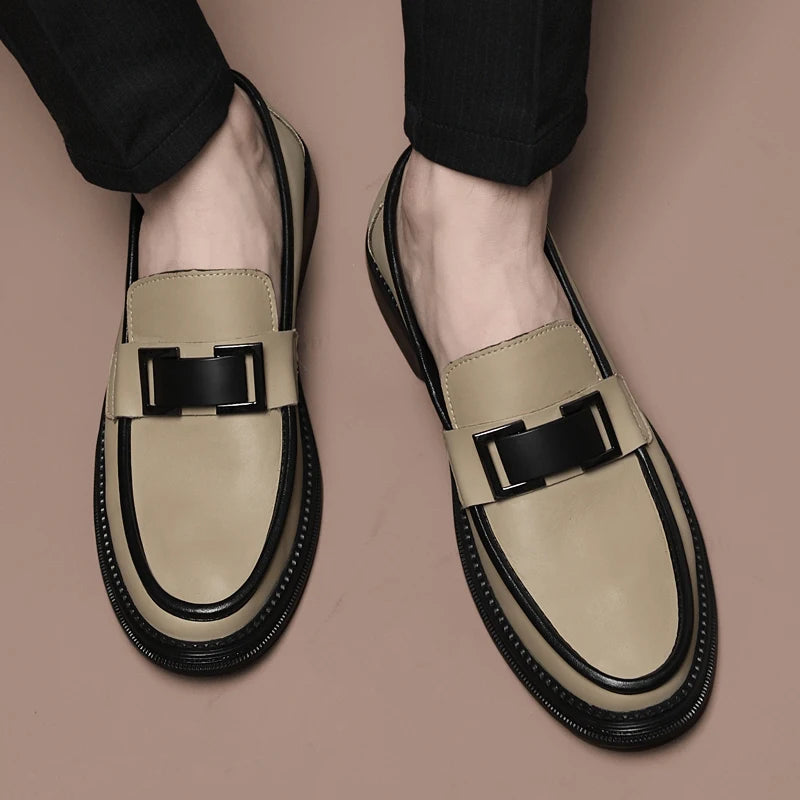 Men Genuine Leather Business Shoes Casual Flats Men Party Driving Loafers Shoes Breathable Moccasins Men's Casual High-end Shoes - Sun Studio