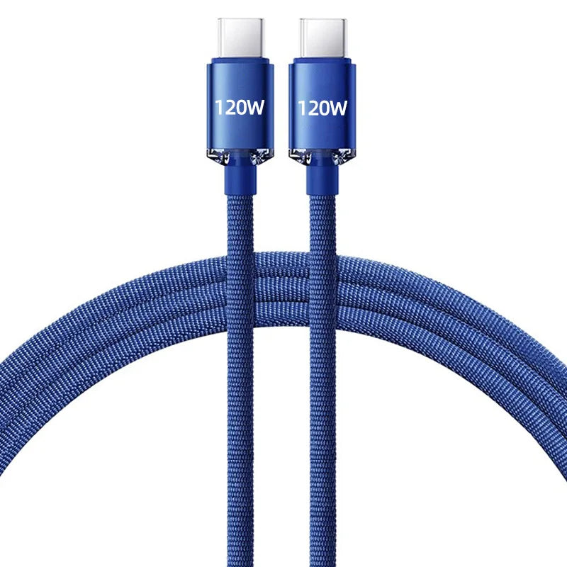 120W 6A Type C To Type C Cable For iPhone 15 Pro Max PD Fast Charge USB C Data Cord For Samsung Xiaomi Quick Charging Cables - Sun Studio