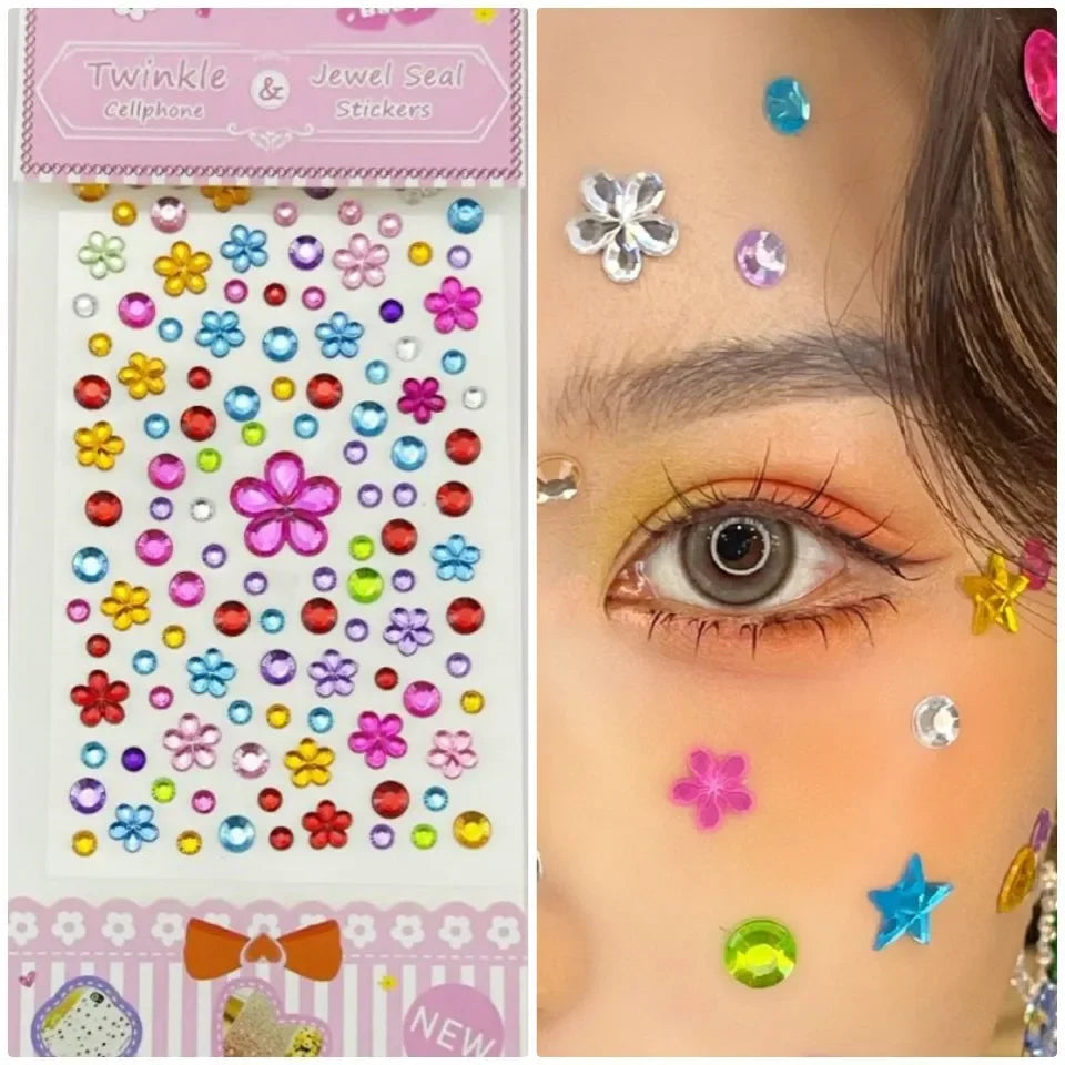Glitter Face Stickers for Children Rhinestones for Eyes Face Diamonds Bright Stickers Festival Makeup Jewels Stickers ZS006 - Sun Studio