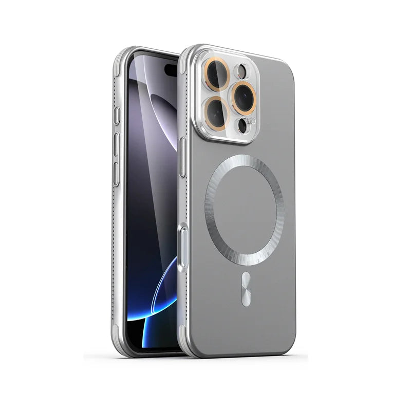 For Magsafe Magnetic Wireless Charging Luxury Solid Color Plating Phone Case For iPhone 16 Pro Max 14 13 15 Pro Max Back Cover - Sun Studio
