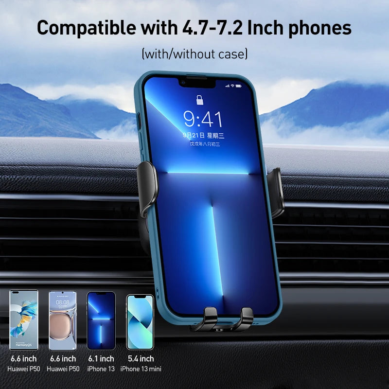 Baseus Car Phone Holder Mobile Metal Gravity Phone Holder for Car Air Vent / CD Slot Mount Phone Holder Stand for iPhone Samsung - Sun Studio