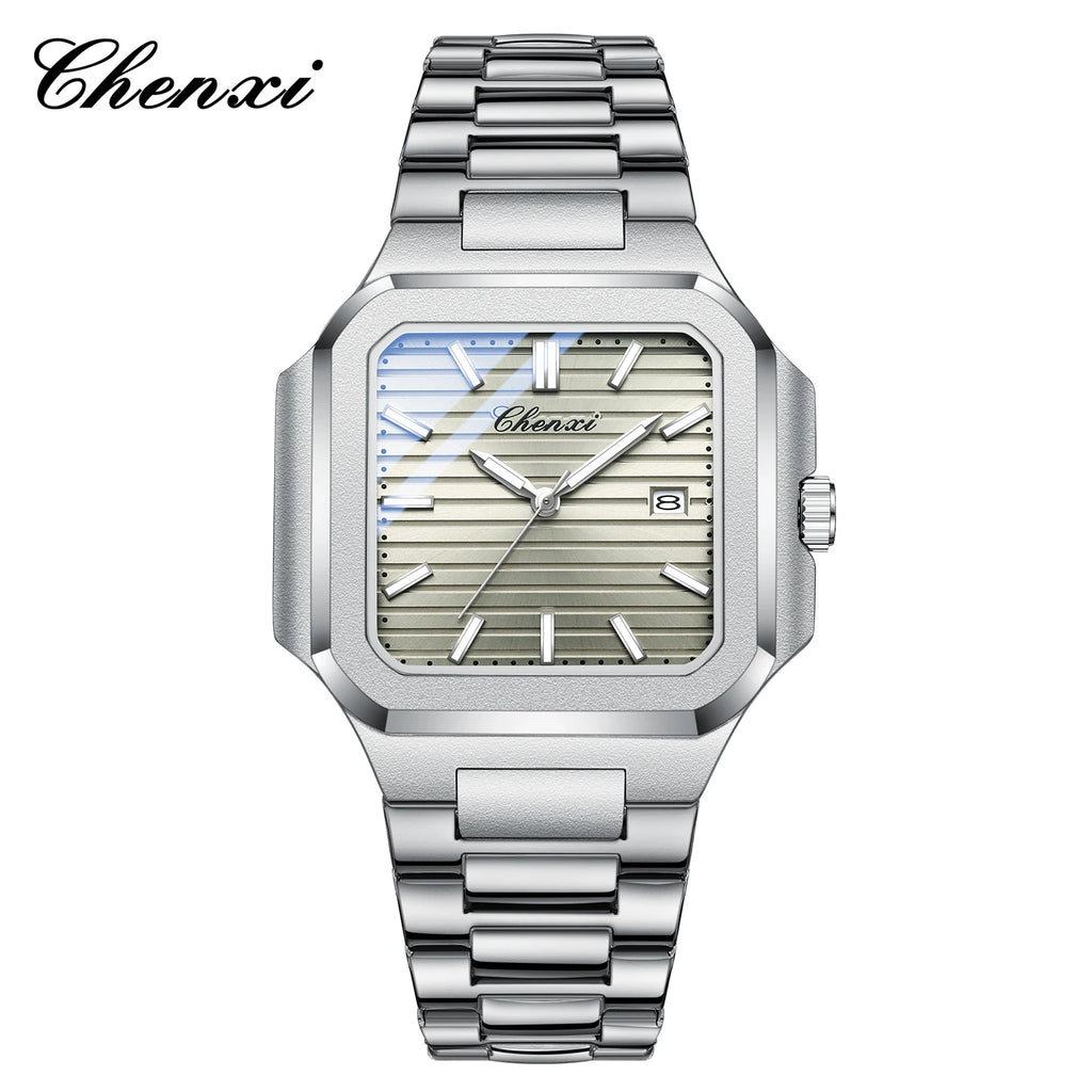 2025 New Man Watches Luxury Fashion Square Men's Quartz Watch Calendar Luminous Waterproof Stainless Steel High Quality Clock - Sun Studio