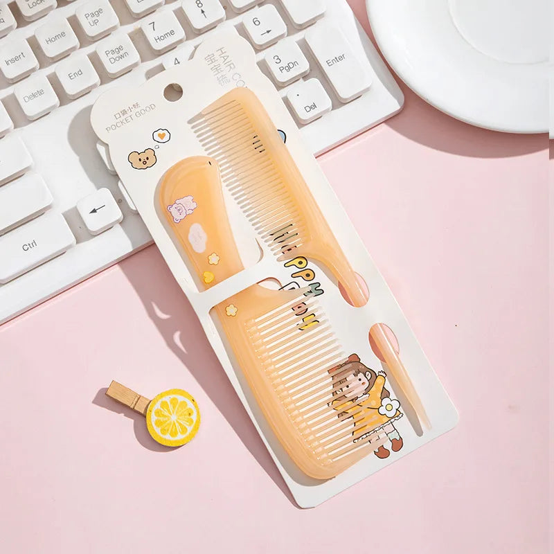 2pcs Kids Hair Combs Set Cartoon Animals Children Hairdressing Comb with Pointed Tail Girls Portable Anti-Static Plastic Comb - Sun Studio