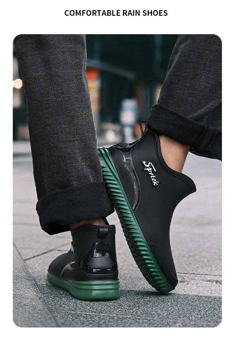 Couples Short Rain Shoes Fashion Light Waterproof Shoes Non-Slip Sports Korean Rain Boots - Sun Studio