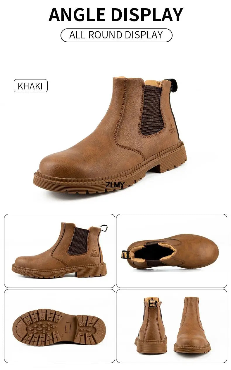 Waterproof Men Welder Shoes Steel Toe Work Shoes Man Anti-spark Anti-smash Safety Shoes Male Slip On Chelsea Work Safety Boots