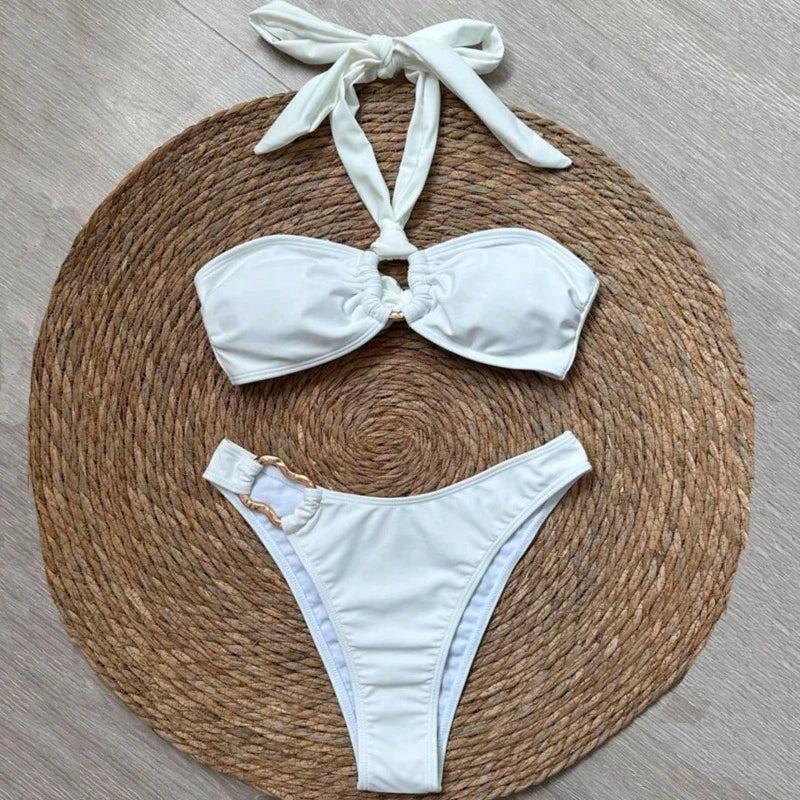 New Sexy White Bikinis Women's Swimwear Female Swimsuit For Swim Wear Bathing Suits Brazilian Bikini Set Beachwear Pool Bather - Sun Studio