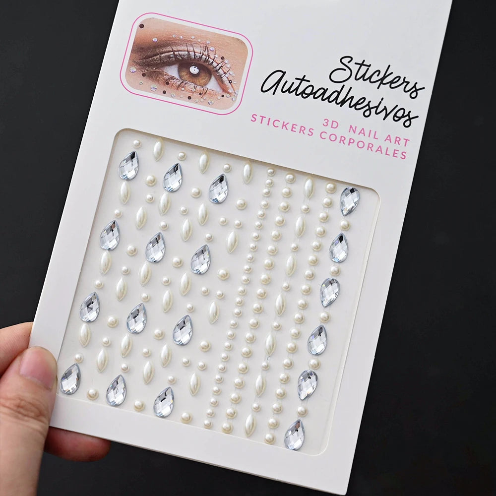 1Pcs Face Diamond Gem Sticker 5D Colorful Rhinestone Tattoo Stickers Fo Festival Nail Body Makeup Bling Jewelry DIY Face Sticker