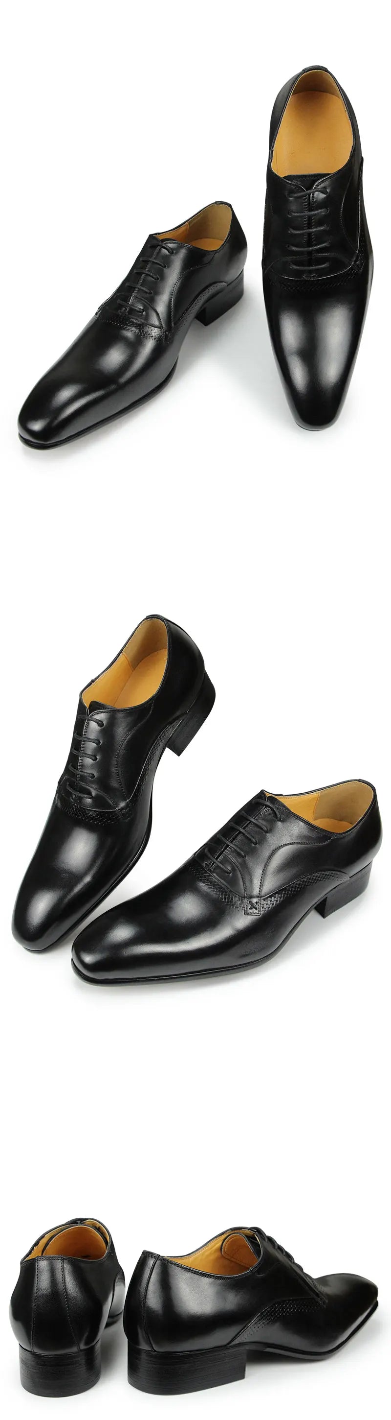 Genuine Leather Dress Men Shoes Exquisite Lace-up Designer Wedding Party Office Oxfords Pointed Toe Big Size Customized Handmade - Sun Studio