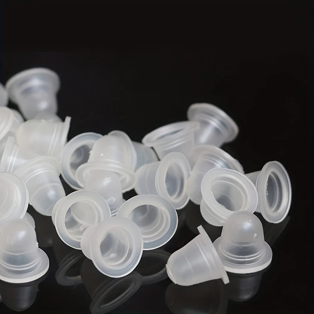 100Pcs Disposable Tattoo Ink Cup S  Size and L Size Silicone Permanent Tattoo Makeup Eyebrow Makeup Pigment Container Caps - Sun Studio
