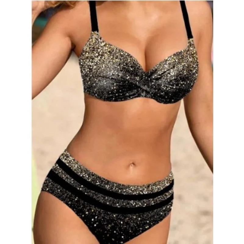 Women's Print 2 Piece Swimsuit Vintage Sexy High Waisted Bikini Split Beachwear Casual Holiday Pool Party Hot Springs Bikini Set - Sun Studio