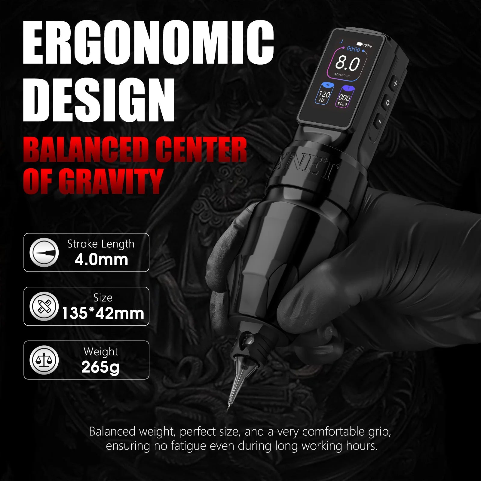 Xnet Titan Max Wireless Tattoo Machine Rotary Pen Coreless Motor 2400m Multi-Function Touchscreen Battery 1-12V for Artist Body - Sun Studio